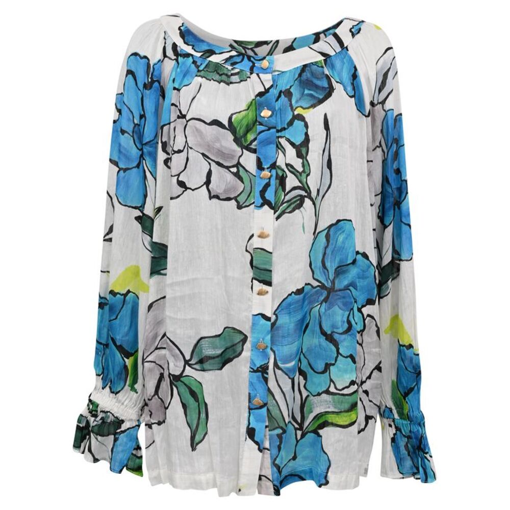 Aje Floral Printed Blouse in Multicolor Silk